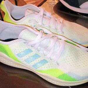 Adidas Women's Athletic Shoes in White and Neon Green